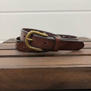 90s Style Punched Leather Western Belt
